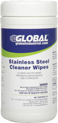 Global Industrial Stainless Steel Cleaner Wipes 40 Wipes/Canister 6 Canisters/Case