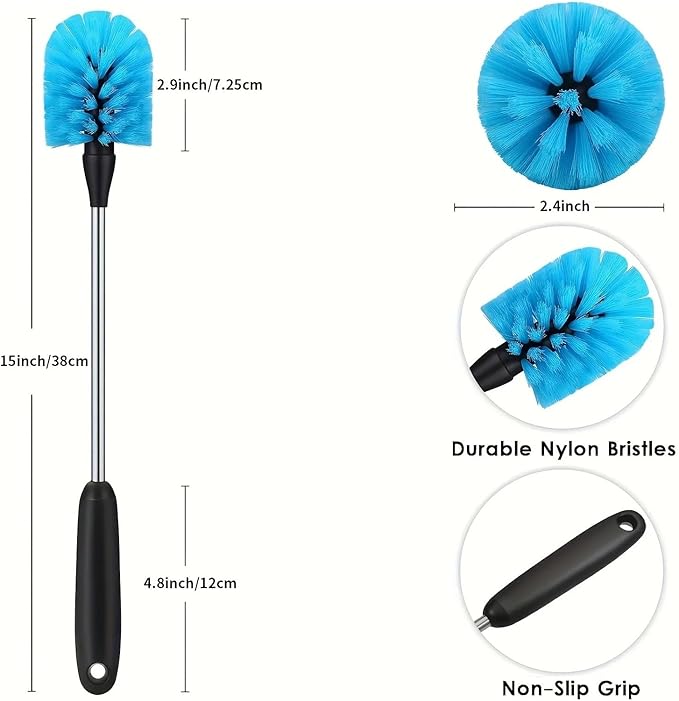 Compatible for 1PC Stainless Steel Long Handled Water Bottle Cleaning Brush