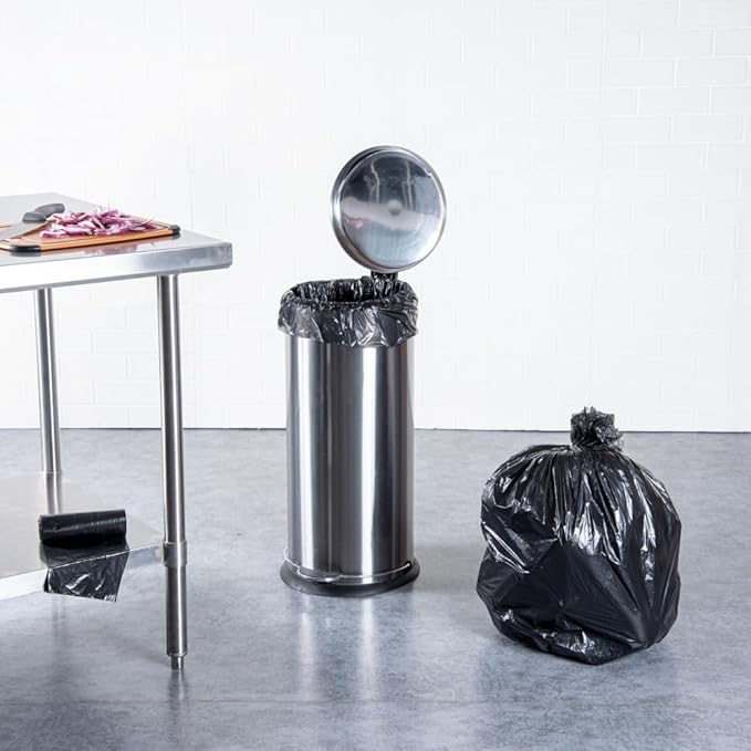 Restaurantware RW Clean 13 Gallon Trash Bags 1000 Light-Duty Garbage Can Liners - Fits 12-16 Gallon Trash Cans Stretchable Black Plastic Bin Liners With Star Seal Bottom