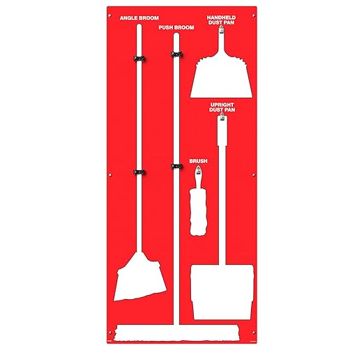 Clean &amp Sweep 5S Shadow Board/Wall Mount Broom Holder 68 x 30 Board 5S Cleaning Station - Board Only Tools Sold Separately Made in The USA by AccuformNMC Red/White PSB714RDWT
