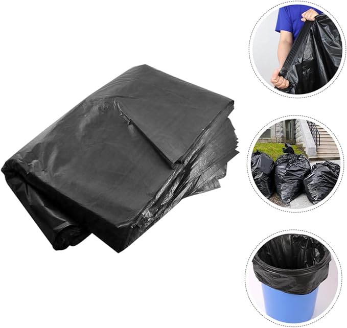 Extra Large Trash Bags 50pcs 80x100cm Heavy Duty Garbage Bags for 100l Bins Outdoor Lawn Gardening Contractor Kitchen Use