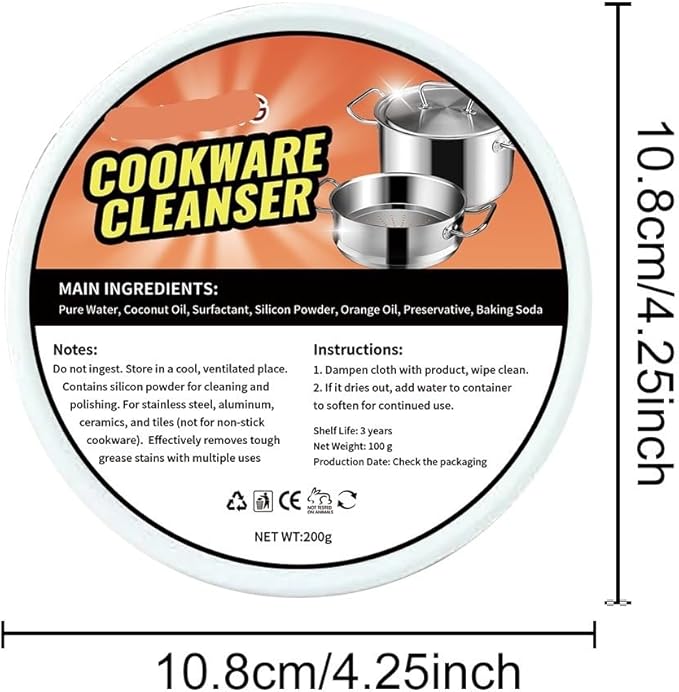 200g Cookware Cleaner - Stainless Steel Rust &amp Stain Remover Kitchen Faucet Dirt &amp Water Spot Remover(3PCS)