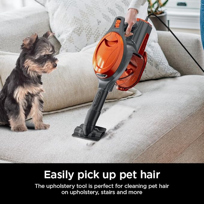 Shark HV302 Rocket Pet Corded Stick Vacuum Lightweight with Swivel Steering for Carpets &amp Hard Floors Converts to Hand Vacuum Includes Crevice Tool Pet Multi-Tool &amp Precision Duster Orang
