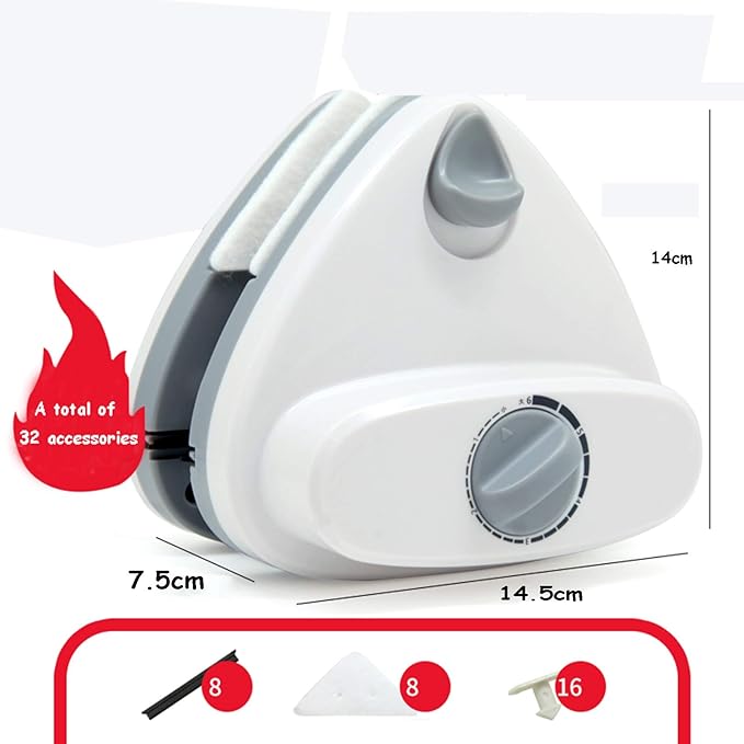 Glass Cleaning Tools Magnetic Window Cleaner Triangle Shape Double-Side Glass Wiper Abs Plastic Anti-Rust Cleaning BrushWhite 3~32mm