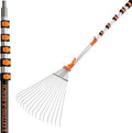 5-24 ft Telescoping Roof Rake 30 ft Reach // Collapsible Roof Rake for Leaves and Pine with Extension Pole // Roof Cleaning Tool for Gardening and Lawns // High Reach Adjustable Metal Leaf Raker