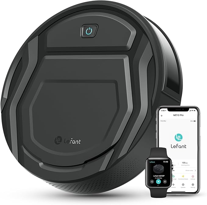 Lefant M210 Pro Robot Vacuum 4000Pa Suction 200 Mins Runtime Quiet Ultra-Slim Self-Charging Robotic Vacuum Cleaner WiFi/App/Alexa Control Ideal for Pet Hair &amp Hard Floors