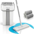VIMALIFE Mop and Bucket Set with Wringer Self Cleaning Flat Mop and Bucket System 2 Parts Bucket Wash &amp Dry System 360° Rotating 3 Microfiber Pads Included Ideal for Homes Floor &amp Wall Ce