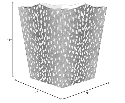 Marye-Kelley Grey Antelope Wastepaper Basket Neutral Animal PrintHandmade in The USA Wastebasket for Bedroom Bathroom Living Room Office Kitchen
