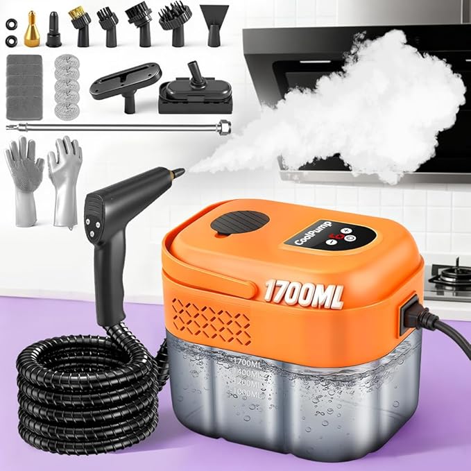 Upgraded 1.8Qt Handheld Steam Cleaner for Home Cleaning6-Levels Adjustable Pressurized Handheld Steamer Protable Hand held Steamer for Cleaning 10s Heat-Up Protable Steam Cleaners Handheld for Home