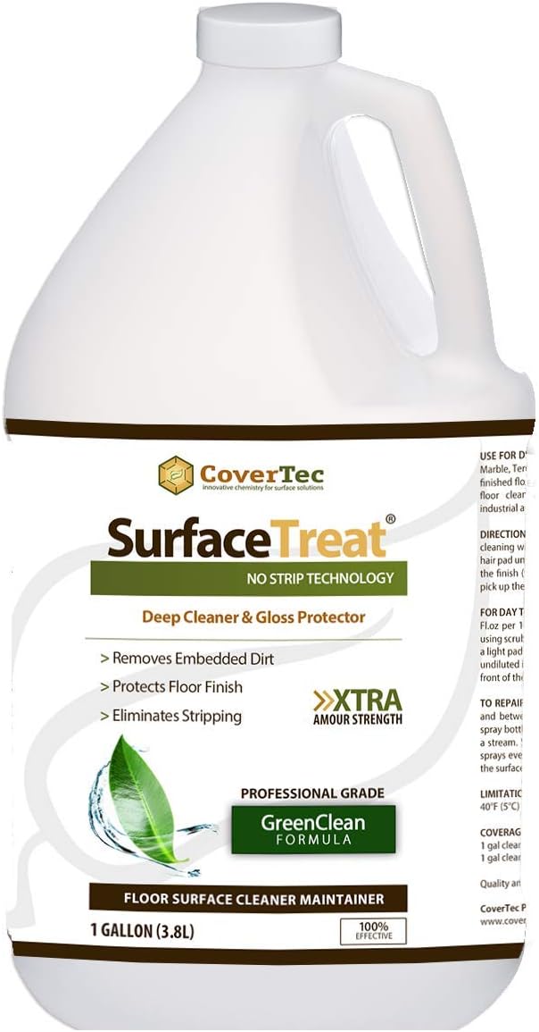 SurfaceTreat Floor Cleaner Gloss Protector Deep CleansPolishes Non Hazardous (1 GAL - Prof Grade)
