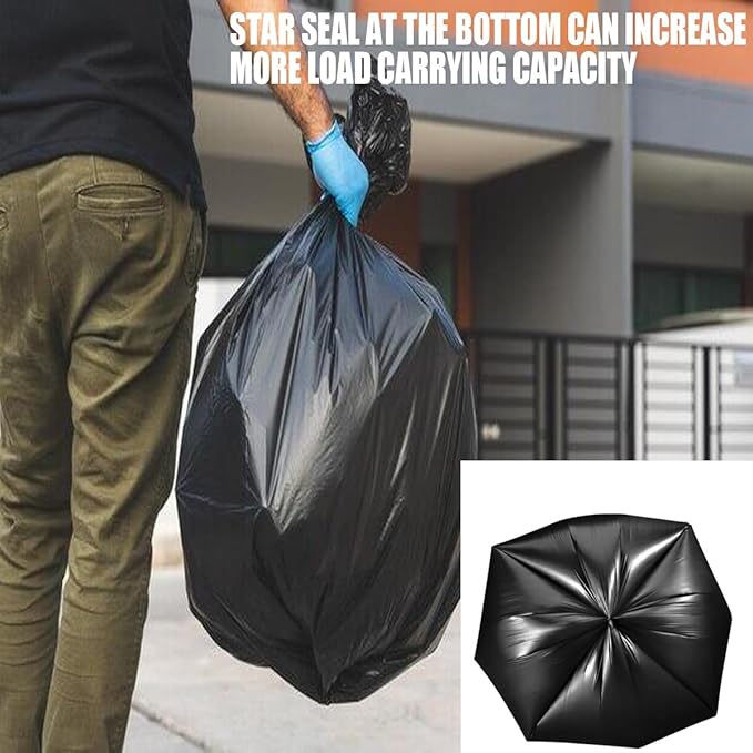 40-45 Gallon Lawn &amp Leaf Trash Bags 125 Count Bulk Black Garbage bags Multi-purpose Trash Can Bin Liners for Home Commercial Outdoor Construction Industrial