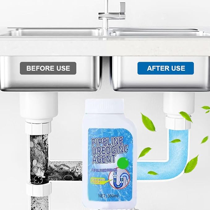 Powerful Pipe Dredging Agent 2025 New Pipeline Dredging Agent Drain Clog Remover Upgrade Quick Cleaning Drains Toilet Cleaner Tool Sink and Drain Pipe Unclogging Agent for Kitchen Bathroom (1Pcs)