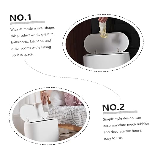 Luxshiny Compact Trash Can with Lid Modern Wastebasket for Bathroom Kitchen Office Material Stylish Design for Space Saving Convenience