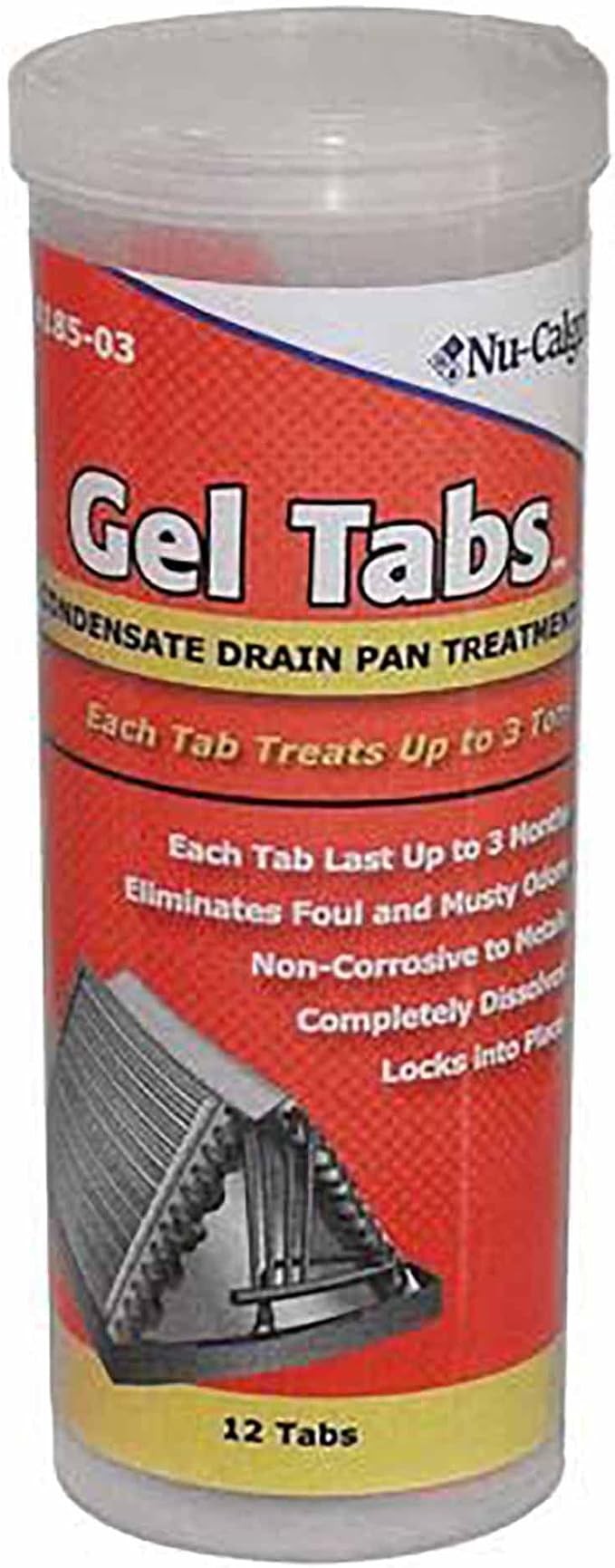 Nu-Calgon 4185-03 (12 ct. Tube) Gel 3 Ton Tabs Single Unit White