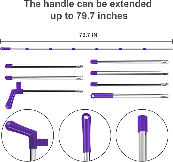 Purple Broom with Dustpan Combo Set 51 Long Handle Household Cleaning Tool Ideal Broom and Dustpan Set for Pet Hair and Home Use