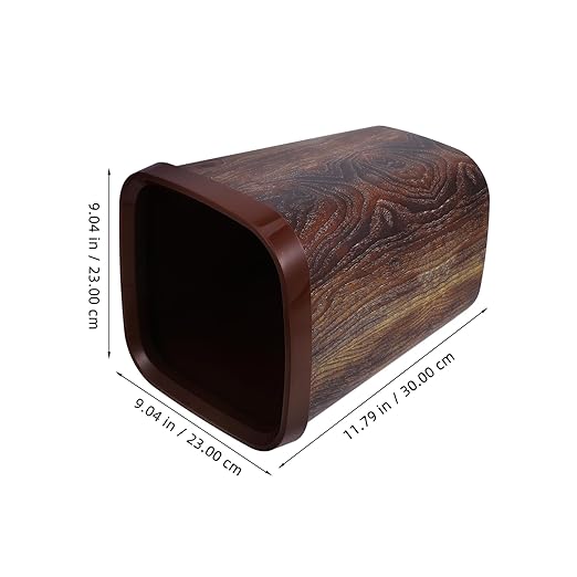Indoor Wastebasket Imitation Wood Grain Finish Trash Can for Home Office Bathroom and Kitchen Efficient Square Garbage Bin for Compact Spaces