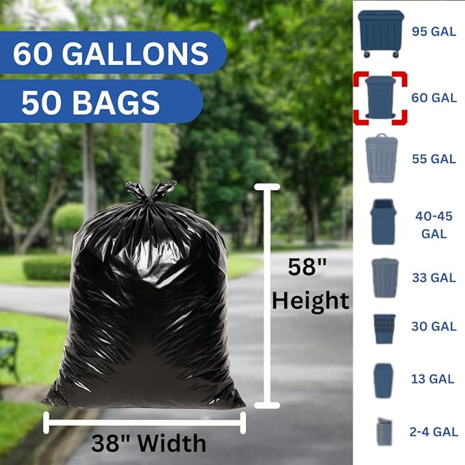 ASSUREPAK Black LDPE Coreless Trash Bags - 38x58 - 50 Bags - 2.0 mil - Black - 2M38ET58BLKLDTL - AssurePak