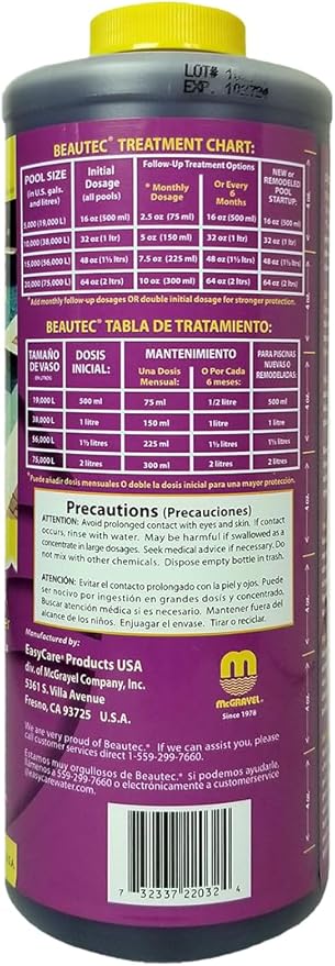 EASYCARE 22032 Beautec Ultimate Calcium Preventative Salt Cell Protector &amp New Pool Startup 32 Fl. Oz Bottle