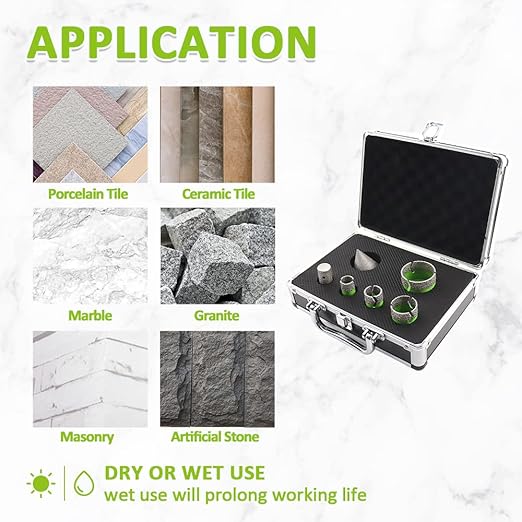 Diamond Core Drill Bits Set - 20/25/35/50mm+20F Tile Hole Saw Kit with 2 Diamond Beveling Chamfer Bits for Porcelain Ceramic Tile Granite Marble(6PCS)