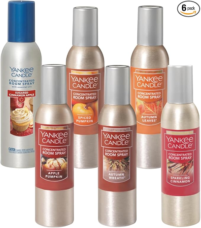 Yankee Candle Concentrated Air Freshener Room Spray Variety Pack Odor Eliminator for Home Bathroom (Autumn Ambiance)