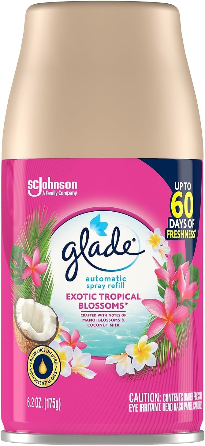 Glade Air Freshener Automatic Spray Refill Exotic Tropical Blossoms Scent 6.2 Oz. 4/Pack (318296)