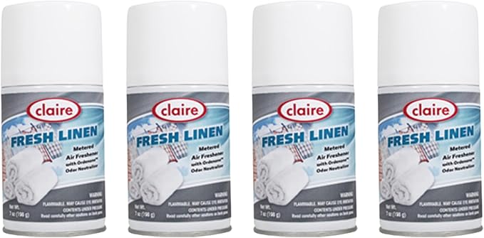 Claire CL110 Fresh Linen Metered Air Freshener 7 Oz. Net Wt. (4 Pack)