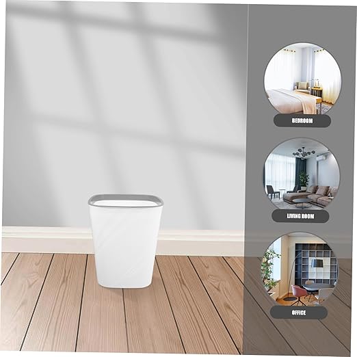 Veemoon Large Capacity White Plastic Trash Bin Lidless Wastebasket for Kitchen Bathroom Office and Home Design for Effortless Waste Disposal and Easy Maintenance