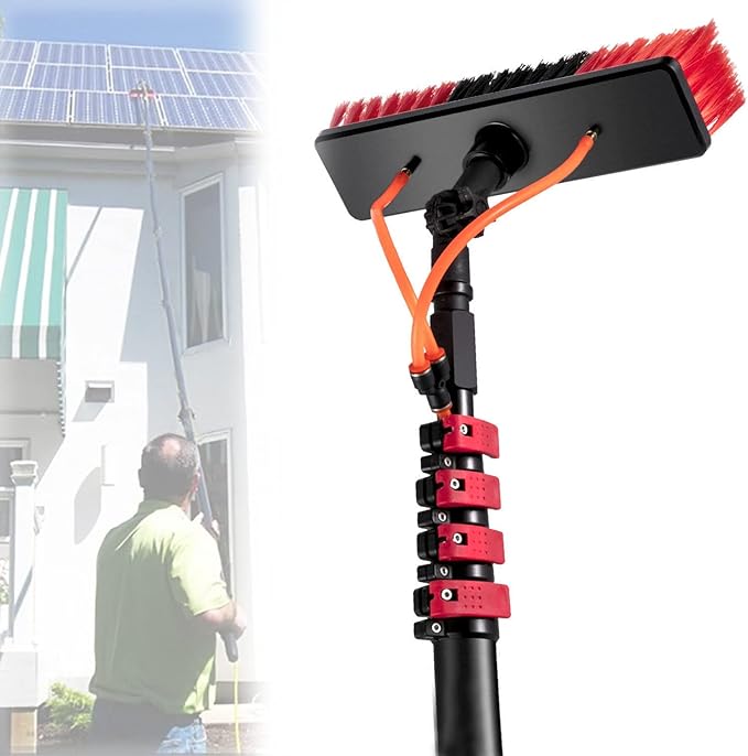 Glass Cleaning Brush Household Water Supply Telescopic Pole Kit Solar Panel Rotating Brush Solar Photovoltaic PanelsWater Fed Pole Kit Window and Solar Cleaning Pole Outdoor Win