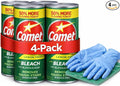 4-Packed Cømet 21 oz. All Purpose Abrasive Powder Cleanser with Bleach Lemon + 1 Pair Industrial Nitrile Gloves (Powder-Free 4 Mil Medium) + 3M General Purpose Scouring Pads