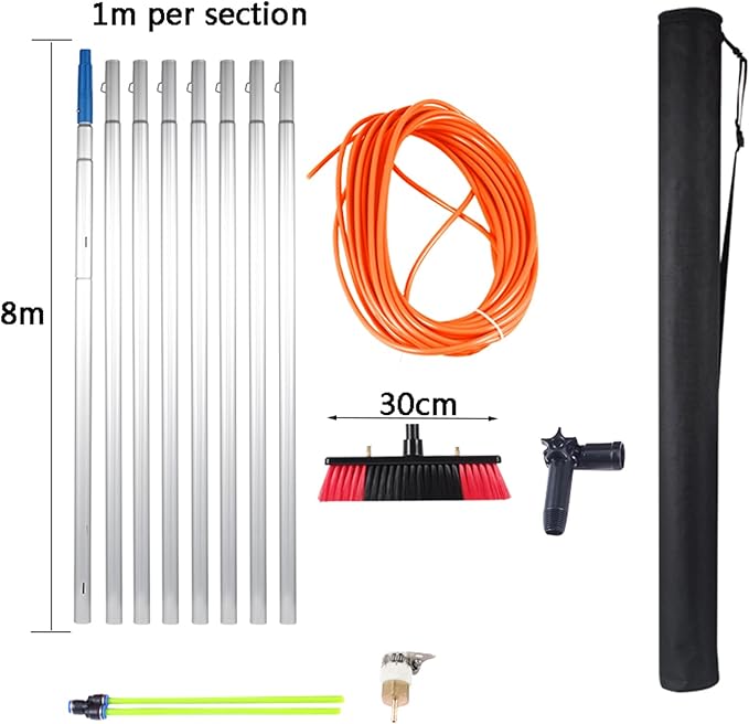 Professional Window Cleaner Window Cleaning Tool with Extension Pole 10-39ft Telescopic Window Washing Equipment with Bendable Head for Cleaning Home Windows Glass Cars Solar Panel Cleaning Kit