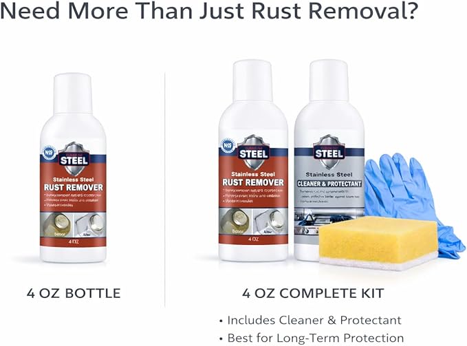 Stainless Steel Rust Remover – NSF Approved Non-Toxic Rust Stain Remover for Stainless Steel Appliances Sinks Grills Marine Hardware &amp Commercial Equipment (4 oz)