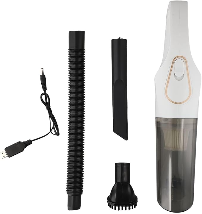 Cordless Vacuum Cleaner with Powerful Suction Motor Lightweight Design USB Charging for Multi for Surface Floor Carpet Dust Deep Clean(B-White)