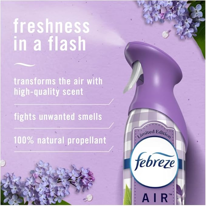 FebreezAir Freshener Spray Limited Edition Odor-Fighting Room Spray Southern Lilac Mornings 8.8oz 3packs