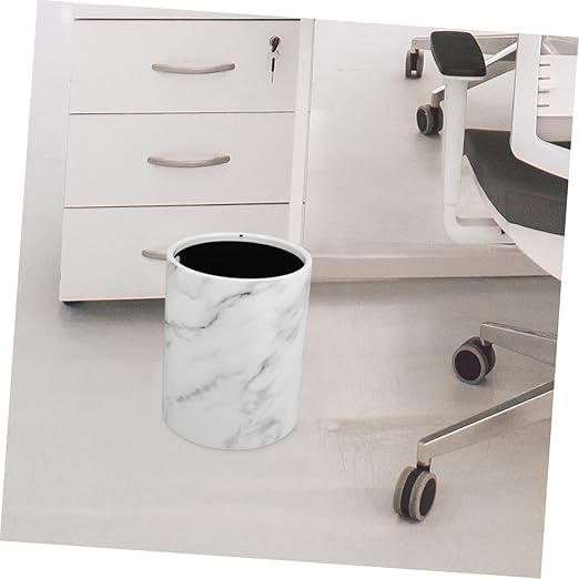 PRETYZOOM Marble Pattern Trash Can Garbage Container for Home Office Bedroom and Kitchen Stylish Wastebasket for Spaces Material Easy to Clean
