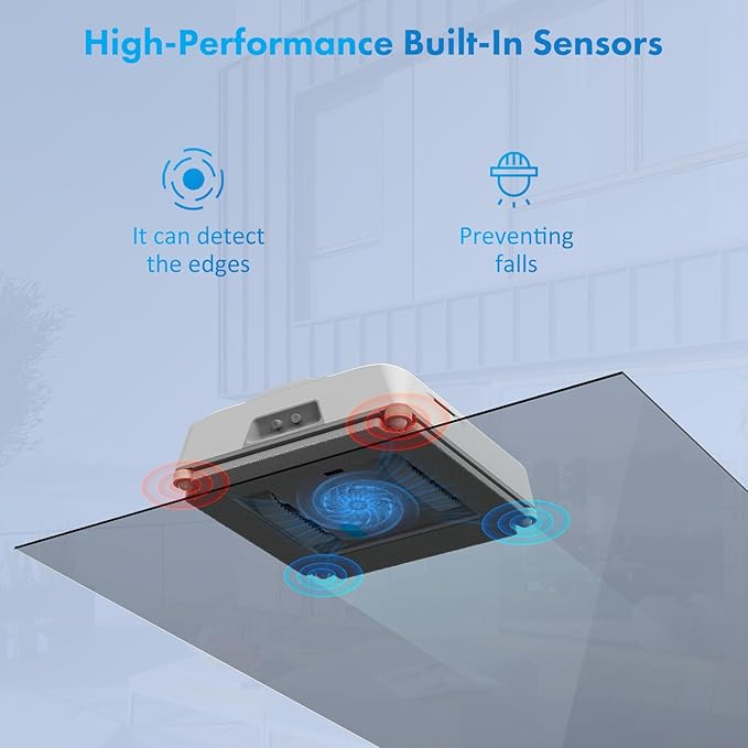 Mamibot W120-DP Robot Window Cleaner - 3200Pa Strong Suction Multiple Cleaning Modes4 Water Spray NozzlesEdge Detection TechnologyApp&ampRemote Control(Grey)