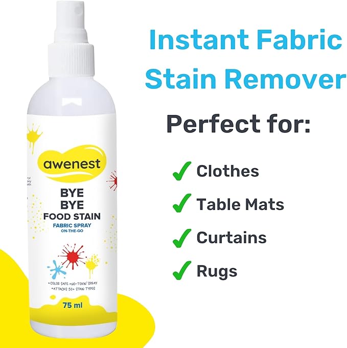 Bye Bye Stain - Instant Stain Remover Fabric Spray | Toxin-free | 50+ Stains | Easy to Carry | Plant-based