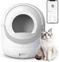 Self Cleaning Cat Litter Box Automatic Cat Litter Box with APP Control Odor Removal Safety Protection for Multiple Cats with Garbage Bags