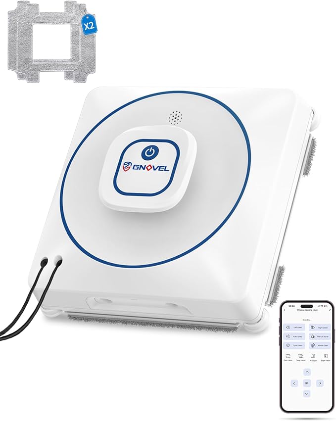 Window Cleaning Robot 8000Pa Auto Window Cleaner with Intelligent Path Planning 15-Stage Anti-Fall for High-Rise Glass App &amp Remote Control Hands-Free for Tile &amp Floor-to-Ceiling Windows
