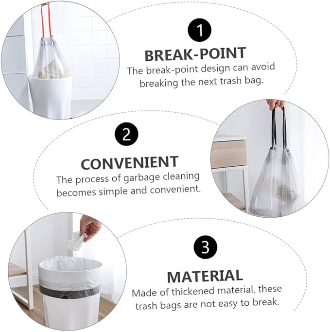 Beaupretty 1Set Disposable Trash Bags with Drawstring Handles Durable Rubbish Bags for Easy Lifting and Carrying Strong Pe Material Random Color Styles for Kitchen