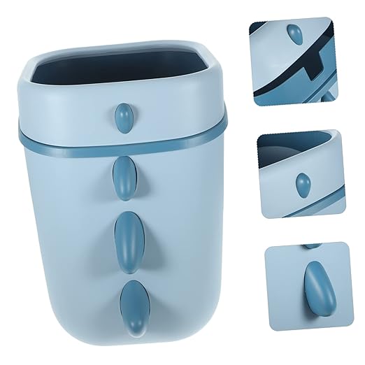 GLEAVI Dinosaur Design Cartoon Trash Can Large Opening Lightweight Plastic Wastebasket for Boy Girl Rooms Living Bathroom and Office Creative Daily Use Trash Bin Blue