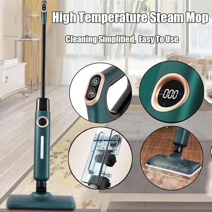 Steam Mop Hardwood Floor Steamer 500ml 1200w Handheld Steam Cleaner Steam Cleaner With 2 Steam Modes15s Fast Heat-Up For Carpet Tile Flooring Marble Cleaning Whole Home UseGreen