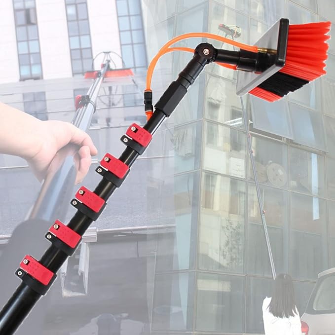 Window Cleaning Brush Water Fed Pole Kit Solar Panel Cleaning Equipment Tool Photovoltaic Module Cleaning Tool The Length of The Telescopic Rod Can Be Adjusted Freely24FT/7.2m