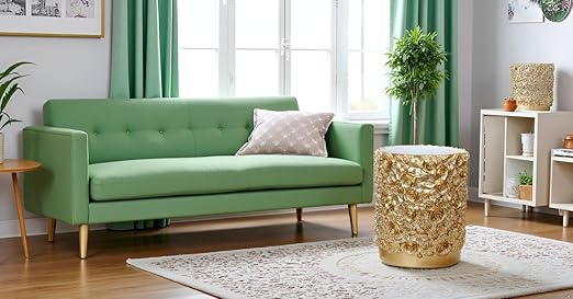 Decorative Glod Trash Can Elegant Resin Carved Waste Basket 8x10 Trash Bin Decor Rose Floral Garbage Can for Office BathroomBedroomLivingroom 8L/2.2Gallon(Gold)