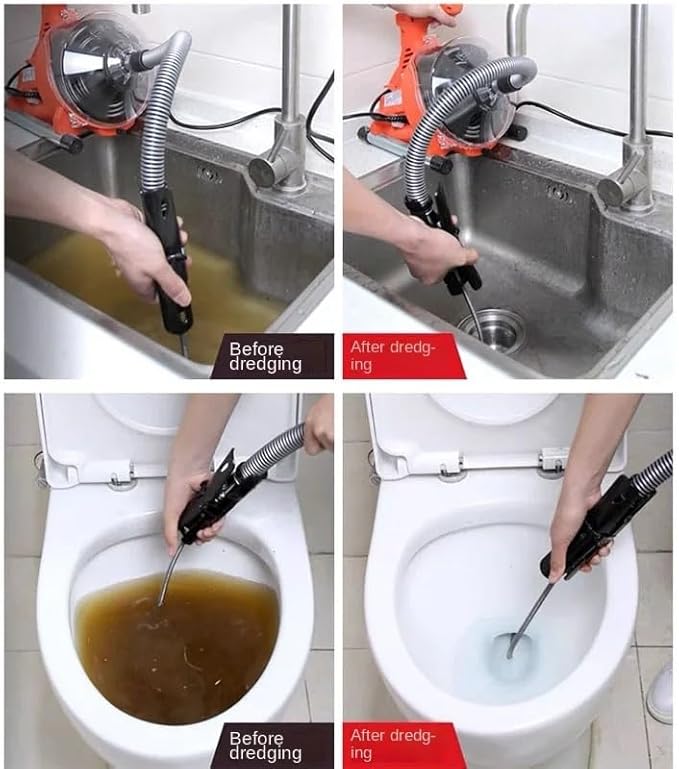 Electric Sewer Pipe Dredging Machine Toilet Kitchen 19-28MM Pipe Cleaning Machine Pipe Dredger Drain Cleaner 120W