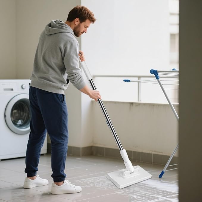 Floor Mop - Floor Cleaning Mop Household Dust Mops Non-Slip Washable Dust Mops for Kitchen Reusable Cleaning Tool for Apartment Tile Hardwood Bathroom Carpet Dormitory Garage Wall Shower
