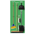 Clean &amp Sweep 5S Shadow Board/Wall Mount Broom Holder 68 x 30 Board 5S Cleaning Station - with Broom and Dustpan Set Included Made in The USA by AccuformNMC Green/White PSB116GNWT