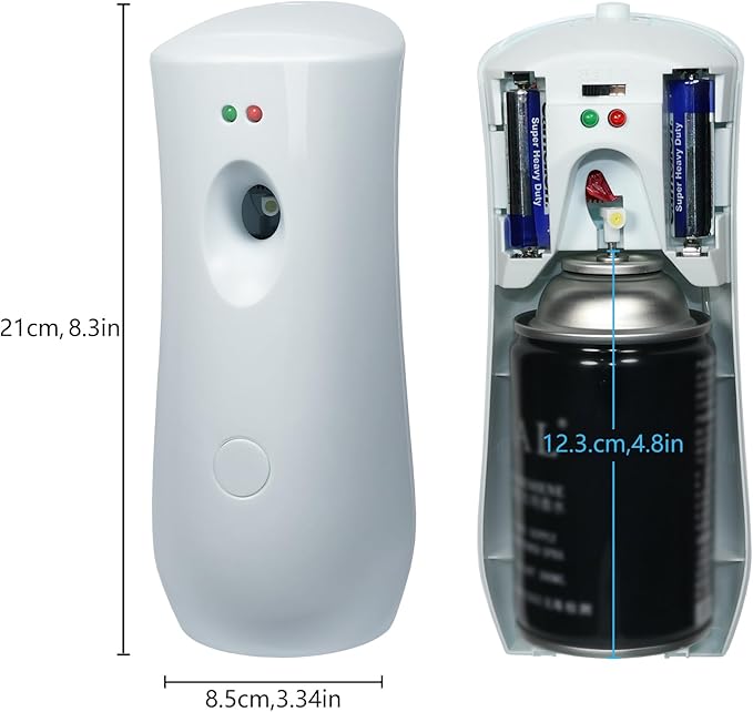 (4-Pack) Automatic Fragrance DispenserAutomatic Air Freshener Spray DispenserFree Standing or Wall Mounted for Home Indoor Bathrooms Offices Hotels and Commercial Places (White)