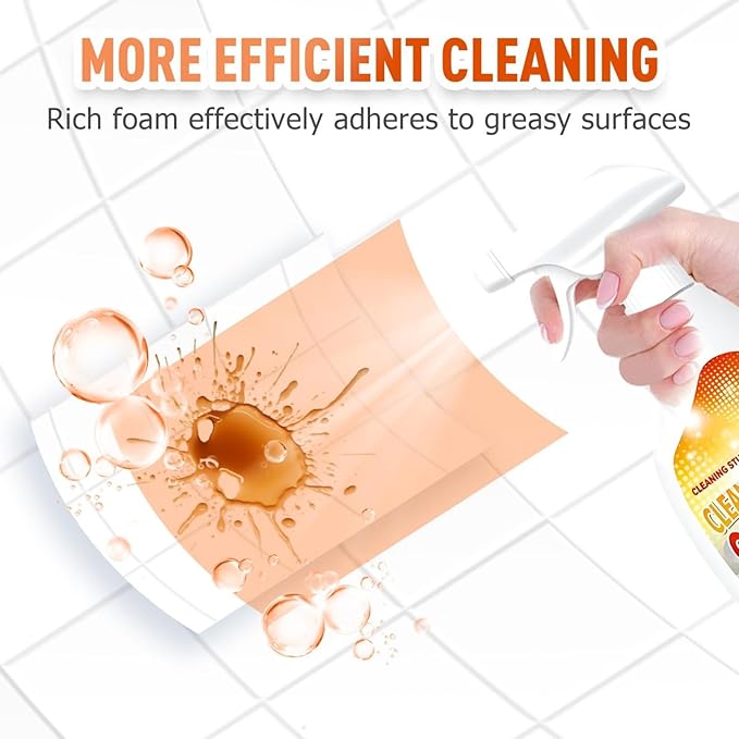 Heavy Duty Degreaser Spray Multipurpose Foam Cleaner for Kitchen Oven Grill &amp Stovetop Powerful Oil Stain Remover for Restaurants &amp Home Chefs No-Rinse Non-Toxic Formula (3)