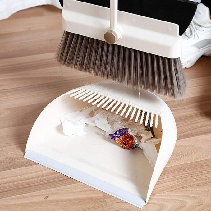 Dust Pan and Broom Cleans Combo Home Kitchen Room Office Lobby Floor Use Upright Stand up Dustpan Set