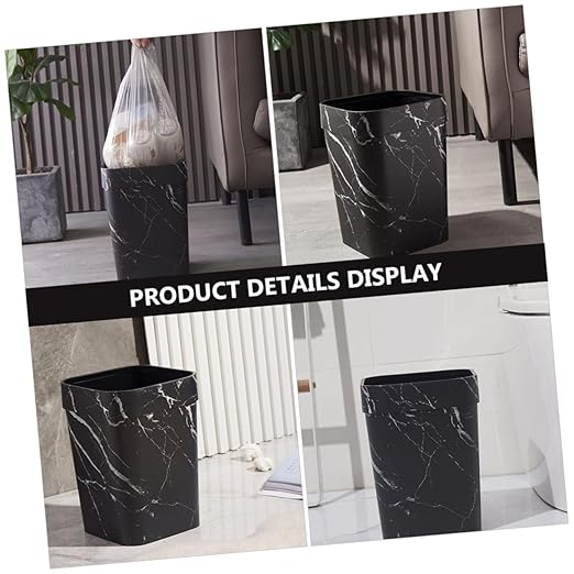 Happyyami Marble Trash Can Decorative Garbage Container for Home Office Bathroom Stylish Non Slip Waste Basket Compact Versatile Design for Kitchen Living Bedroom